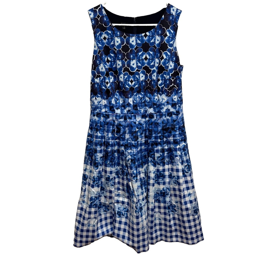 Talbots Women's Dress Blue And White Floral Sz 8 Midi
